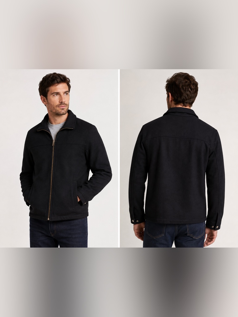 Vintage Abercrombie & Fitch Wool Blend Full Zip Jacket Black Size S